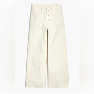 Madewell Emmett Wide Leg Crop Jeans Pants Sz 26 Ivory Button-Front Ed HiRise